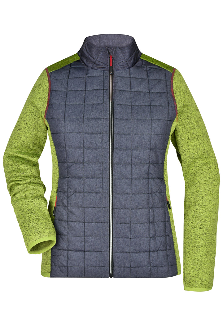 Ladies' Knitted Hybrid Jacket - kiwi-melange/anthracite-melange