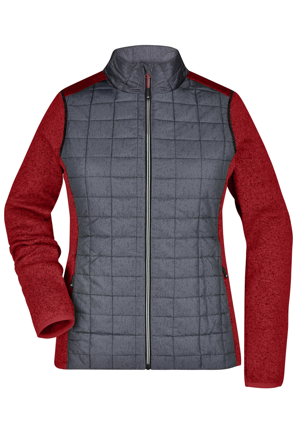 Ladies' Knitted Hybrid Jacket - red-melange/anthracite-melange