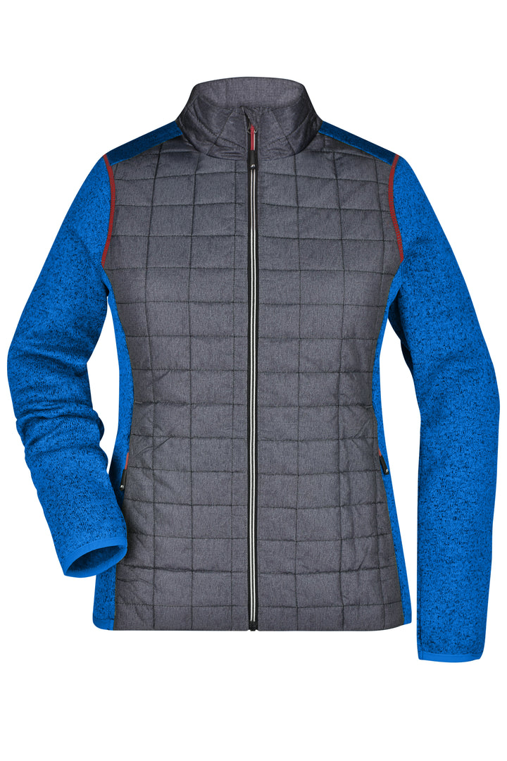 Ladies' Knitted Hybrid Jacket - royal-melange/anthracite-melange
