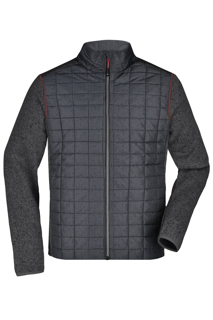 Men's Knitted Hybrid Jacket - grey-melange/anthracite-melange