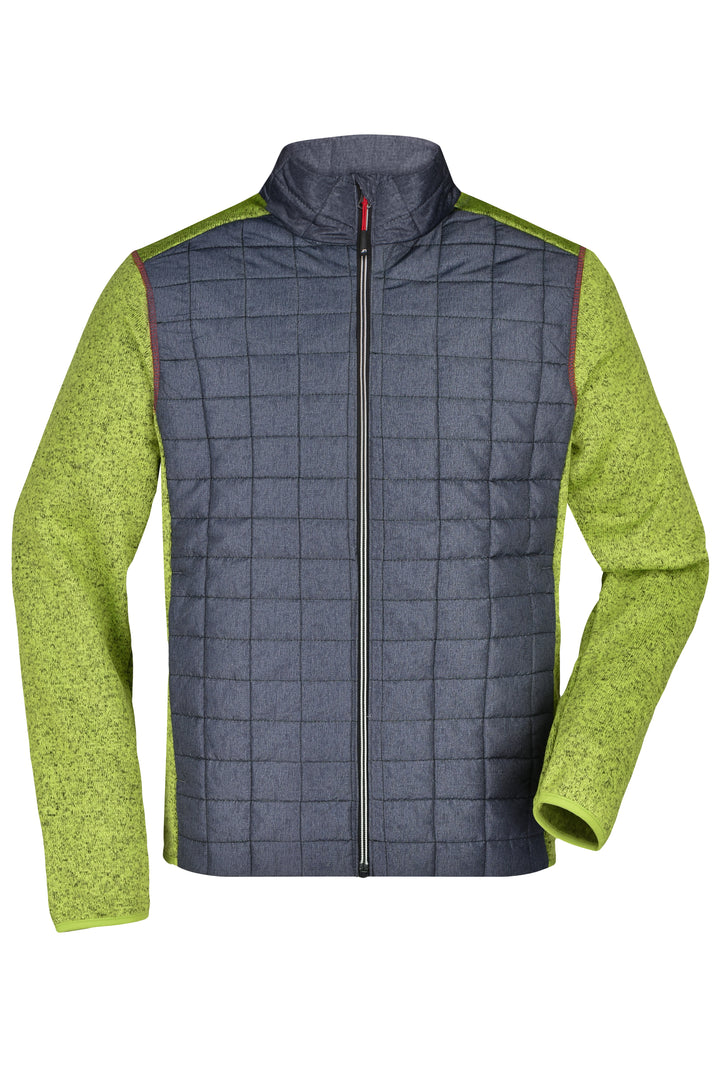 Men's Knitted Hybrid Jacket - kiwi-melange/anthracite-melange