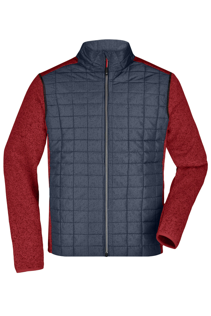 Men's Knitted Hybrid Jacket - red-melange/anthracite-melange