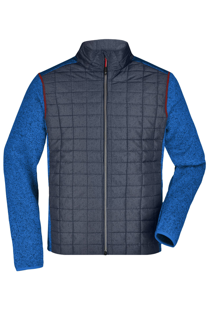 Men's Knitted Hybrid Jacket - royal-melange/anthracite-melange