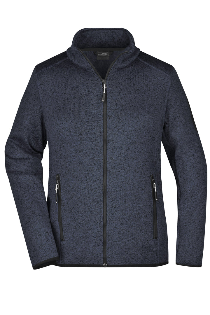 Ladies' Knitted Fleece Jacket - dark-grey-melange/silver