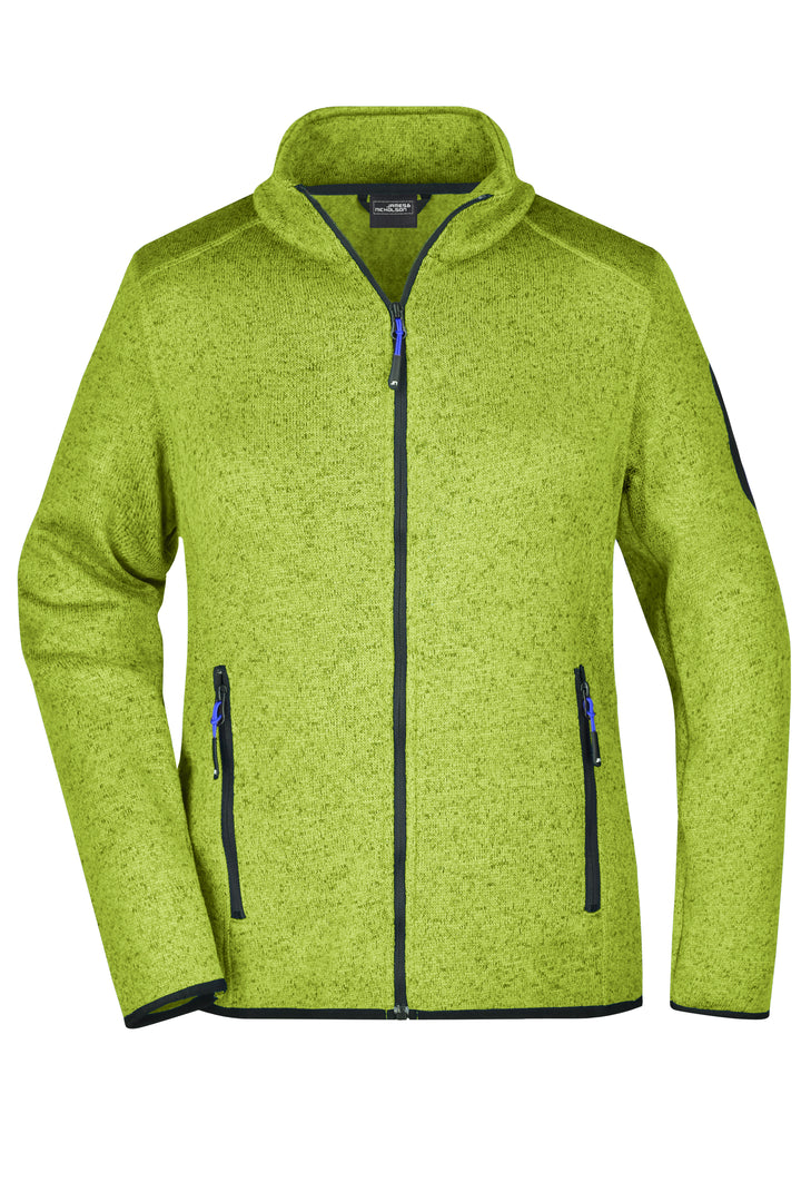 Ladies' Knitted Fleece Jacket - kiwi-melange/royal