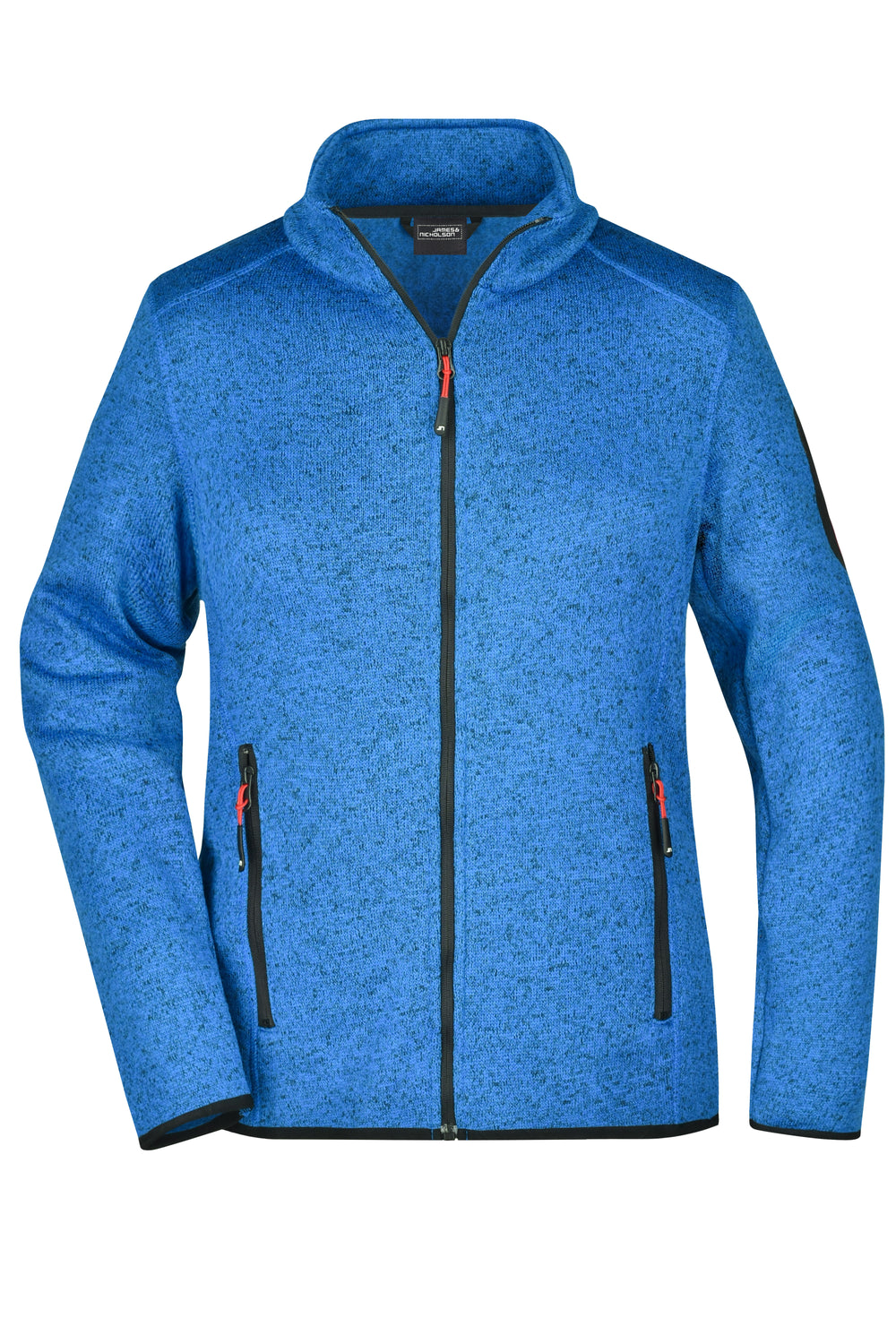 Ladies' Knitted Fleece Jacket - royal-melange/red