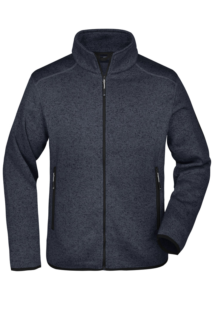 Men's Knitted Fleece Jacket - dark-grey-melange/silver