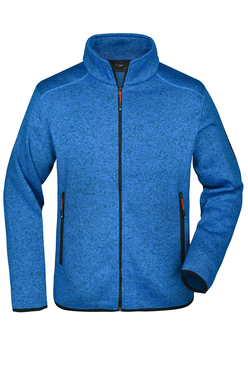 Men's Knitted Fleece Jacket - royal-melange/red