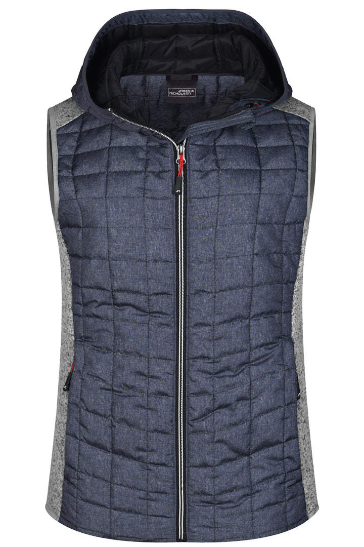 Ladies' Knitted Hybrid Vest - light-melange/anthracite-melange
