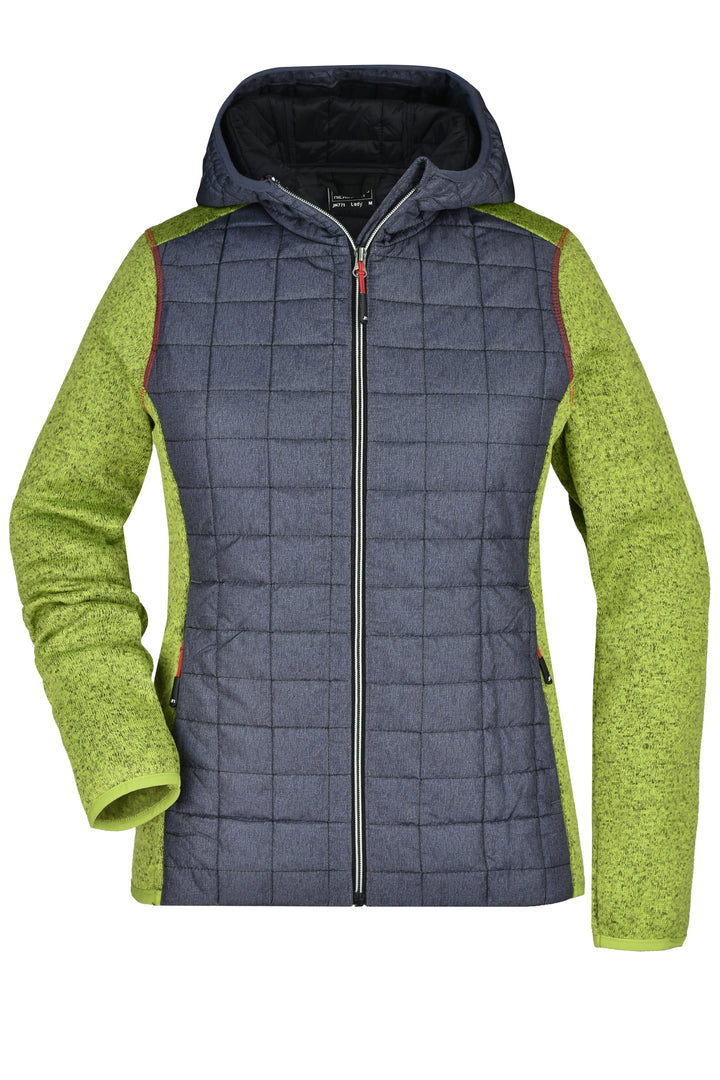 Ladies' Knitted Hybrid Jacket - kiwi-melange/anthracite-melange