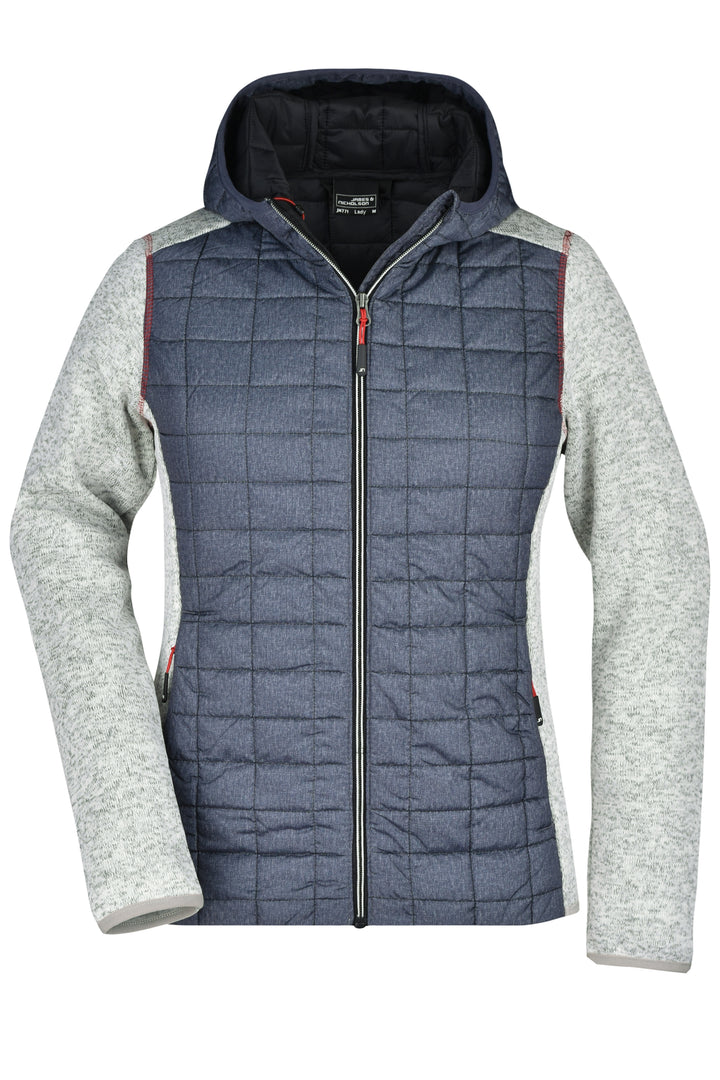 Ladies' Knitted Hybrid Jacket - light-melange/anthracite-melange