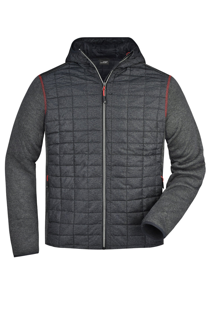 Men's Knitted Hybrid Jacket - grey-melange/anthracite-melange