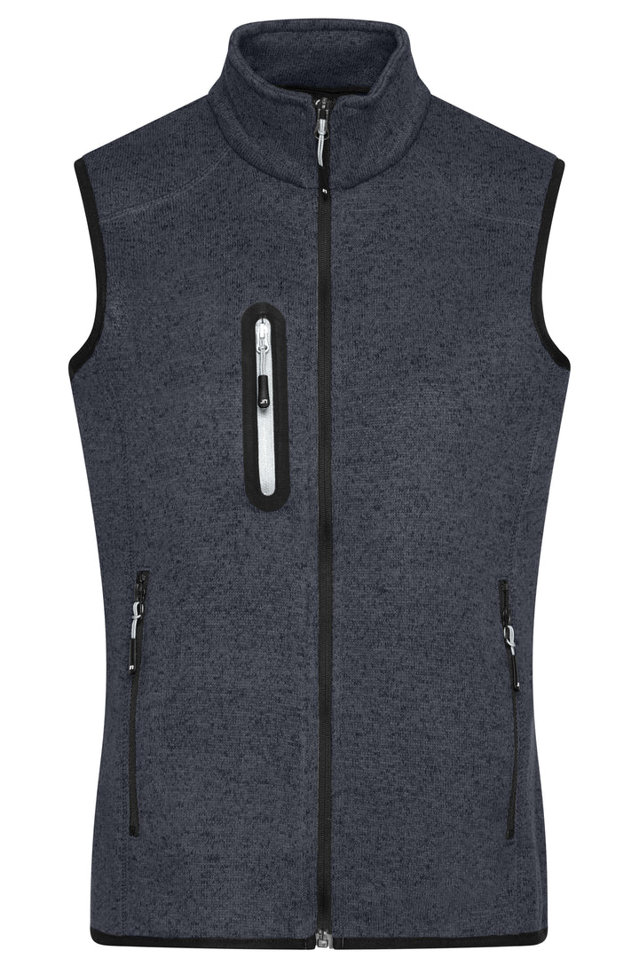 Ladies' Knitted Fleece Vest - dark-grey-melange/silver