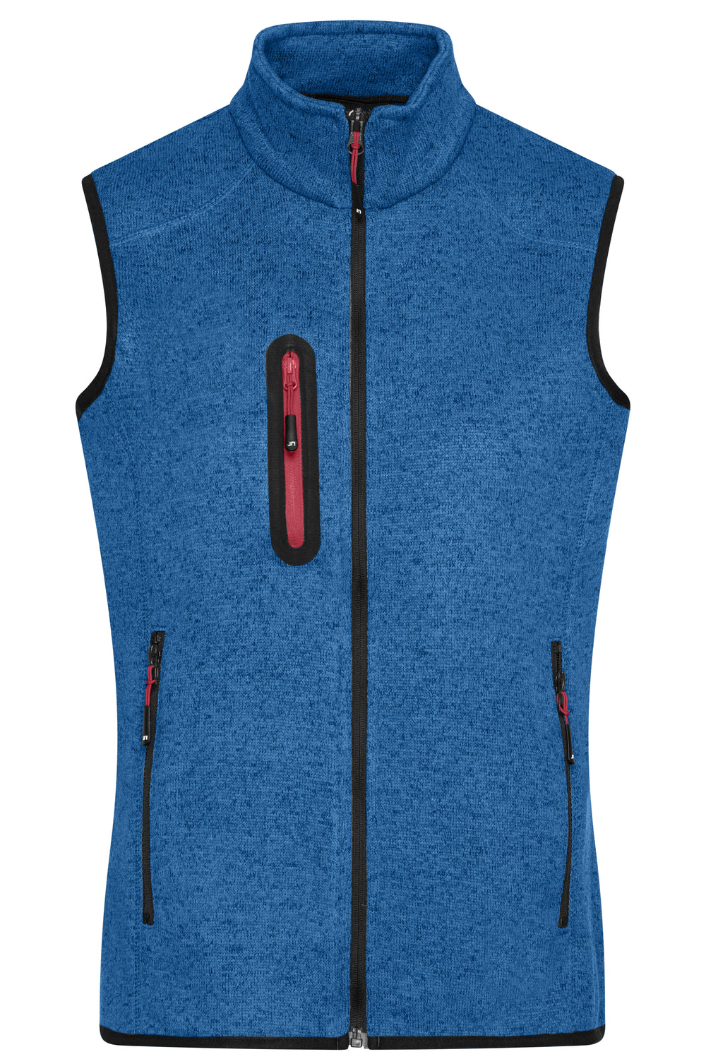Ladies' Knitted Fleece Vest - royal-melange/red