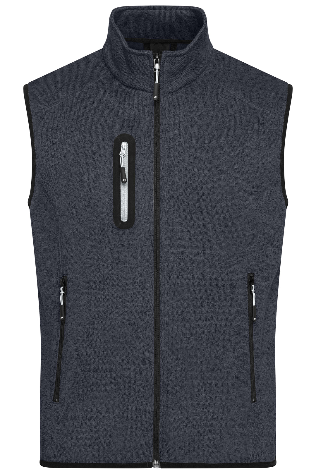 Men's Knitted Fleece Vest - dark-grey-melange/silver
