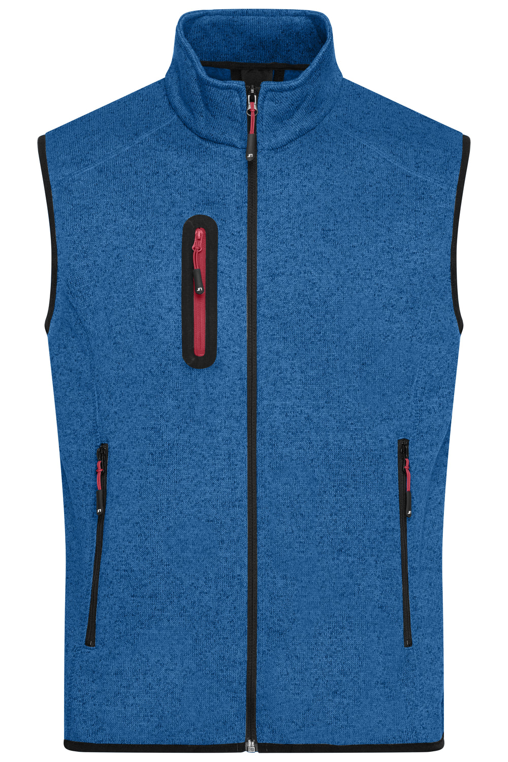Men's Knitted Fleece Vest - royal-melange/red