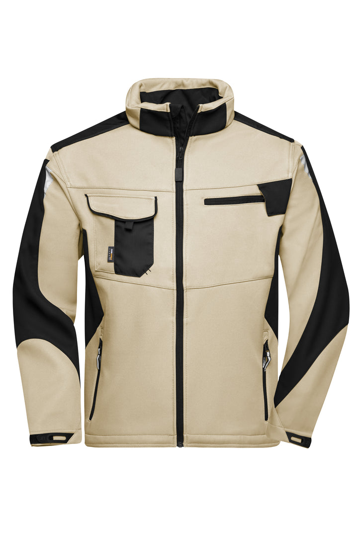 Workwear Softshell Jacket - STRONG - - stone/black