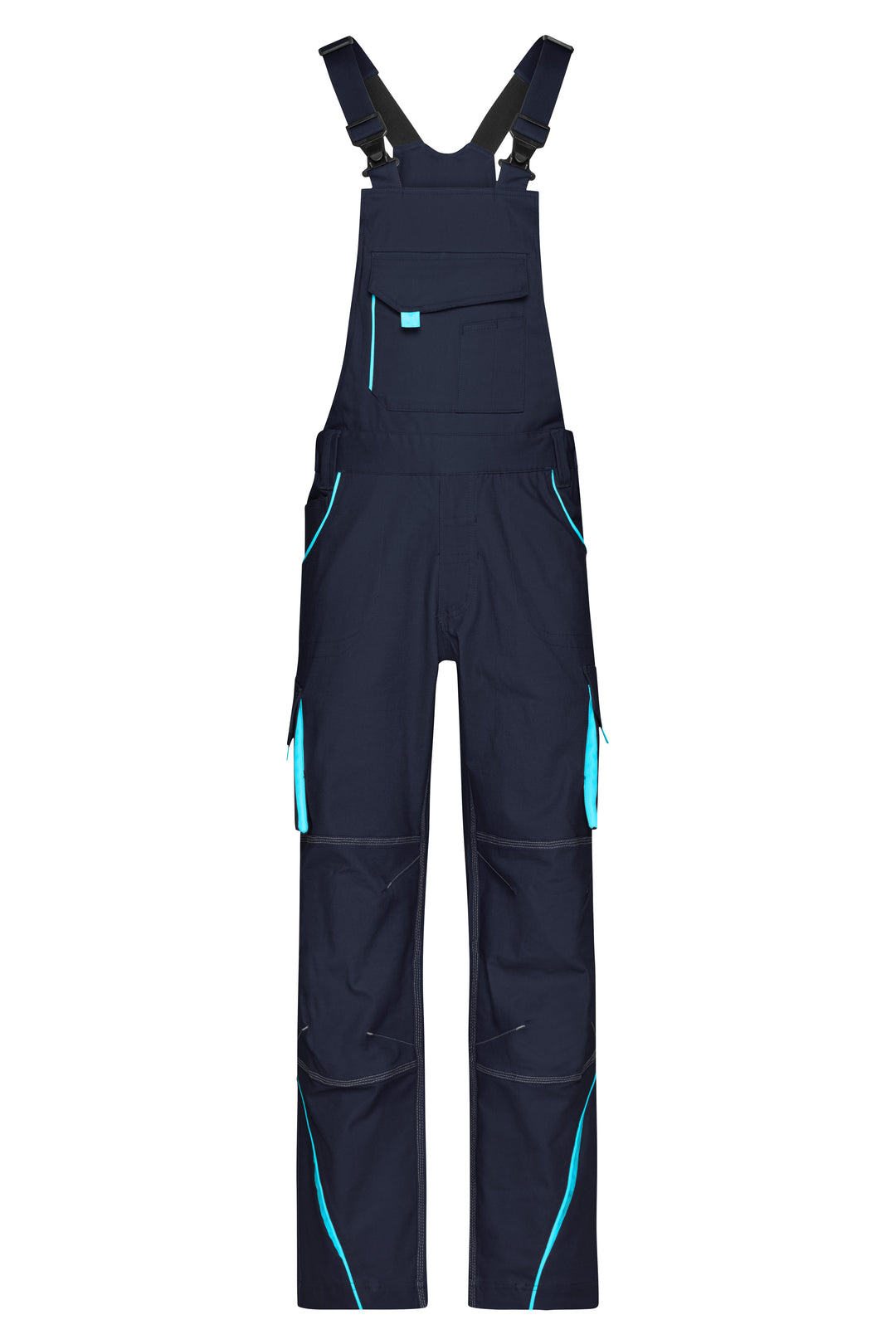 Workwear Pants with Bib - COLOR - - navy/turquoise