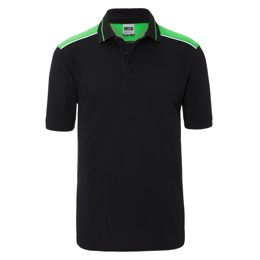 Men's Workwear Polo - COLOR - - black/lime-green