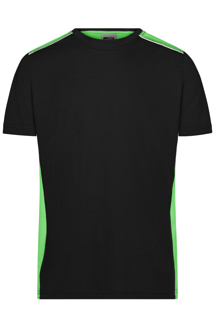 Men's Workwear T-Shirt - COLOR - - black/lime-green
