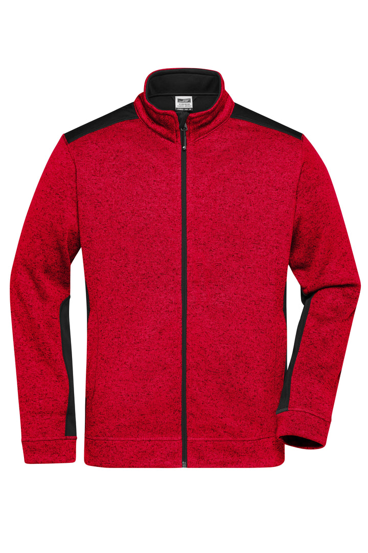Men's Knitted Workwear - red-melange/black