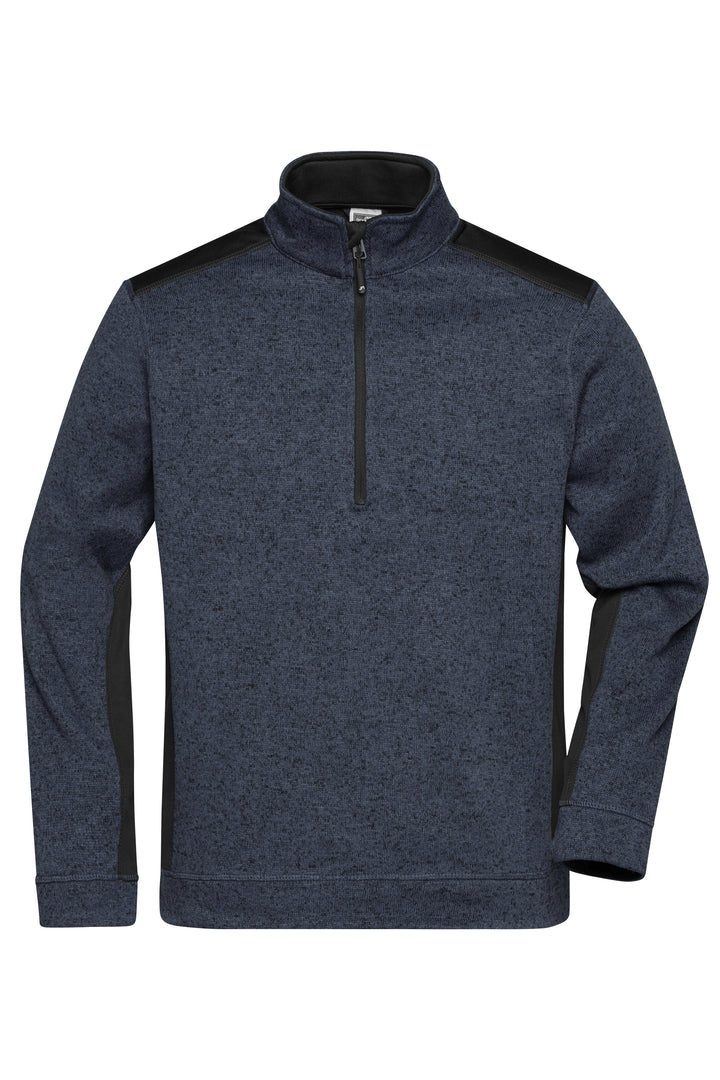 Men's Knitted Workwear Fleece Half-Zip - STRONG - - dark-grey-melange/black