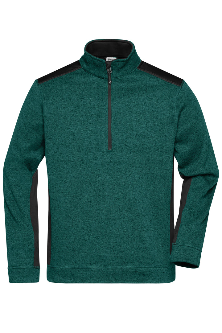 Men's Knitted Workwear Fleece Half-Zip - STRONG - - olive-melange/black