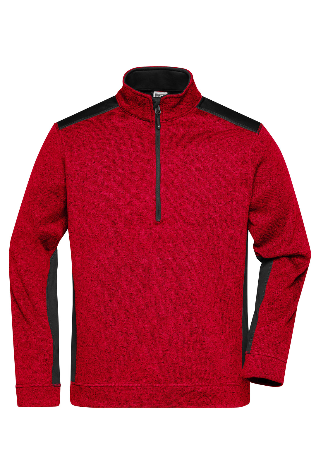 Men's Knitted Workwear Fleece Half-Zip - STRONG - - red-melange/black