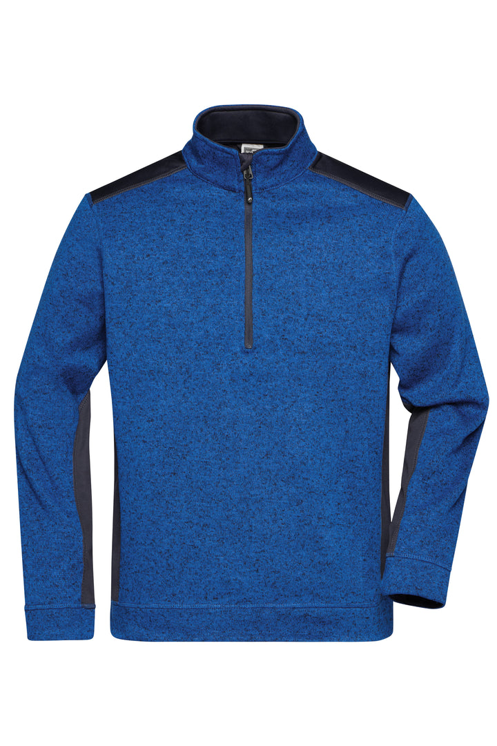 Men's Knitted Workwear Fleece Half-Zip - STRONG - - royal-melange/navy