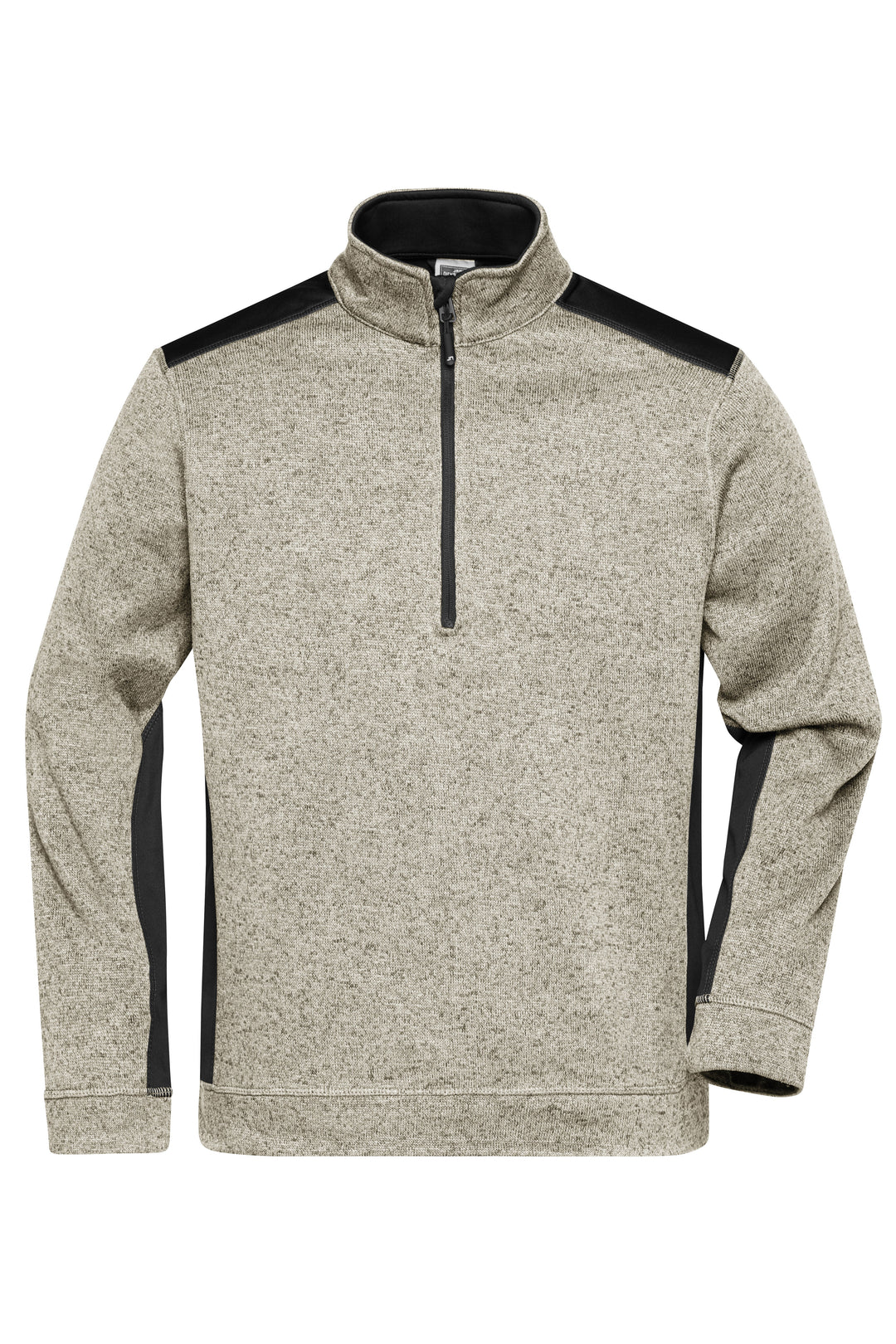 Men's Knitted Workwear Fleece Half-Zip - STRONG - - stone-melange/black