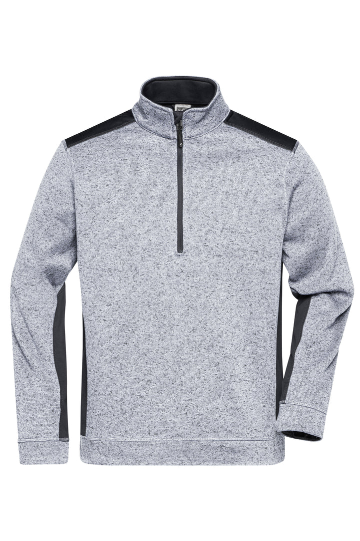 Men's Knitted Workwear Fleece Half-Zip - STRONG - - white-melange/carbon