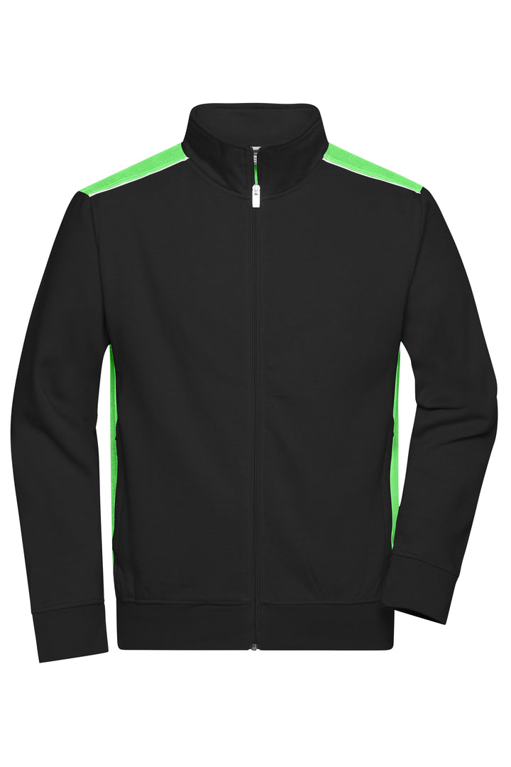 Men's Workwear Sweat Jacket - black/lime-green