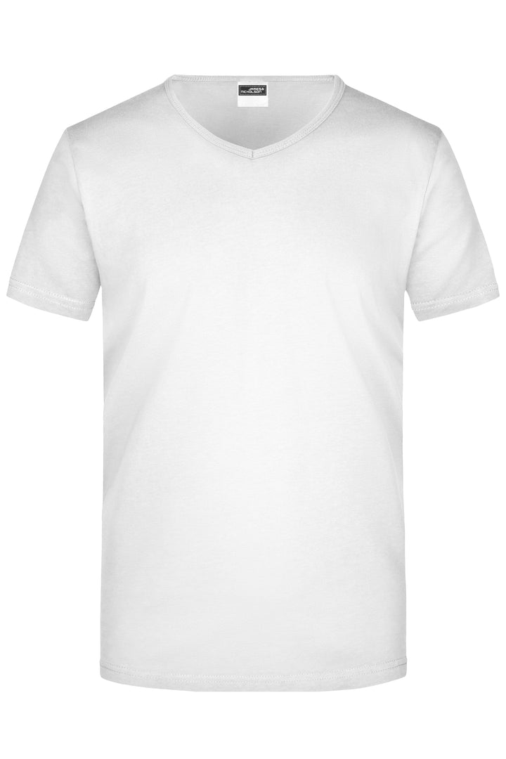 Men's Slim Fit V-T - white