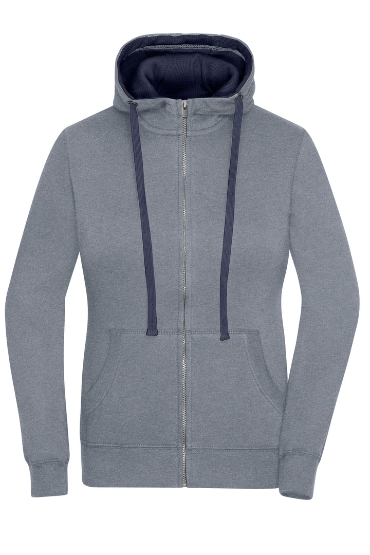 Ladies' Lifestyle Zip-Hoody - grey-melange/navy