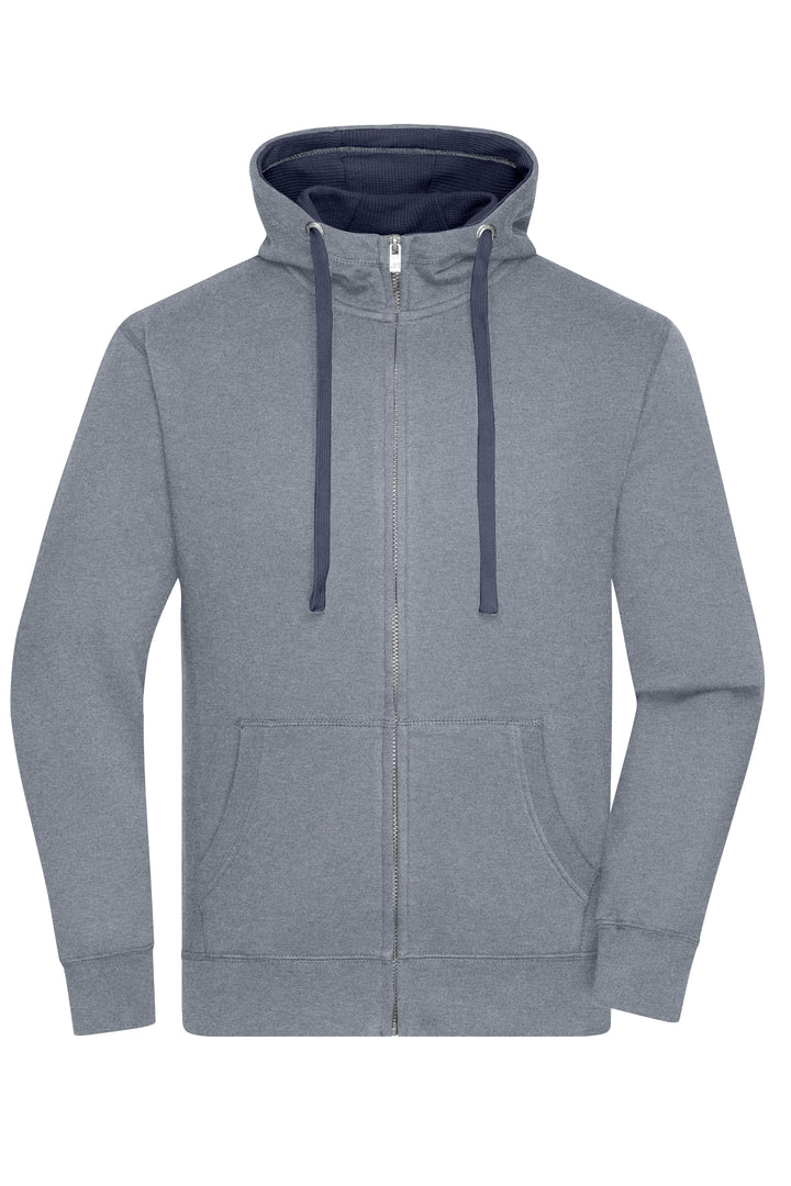 Men's Lifestyle Zip-Hoody - grey-melange/navy