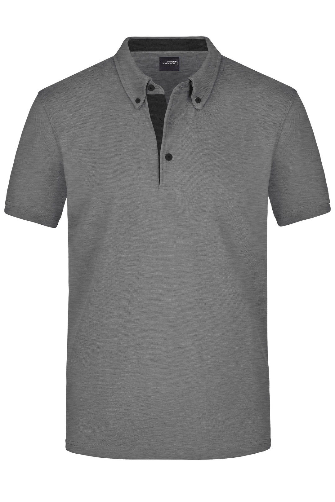 Men's Plain Polo - light-melange/black