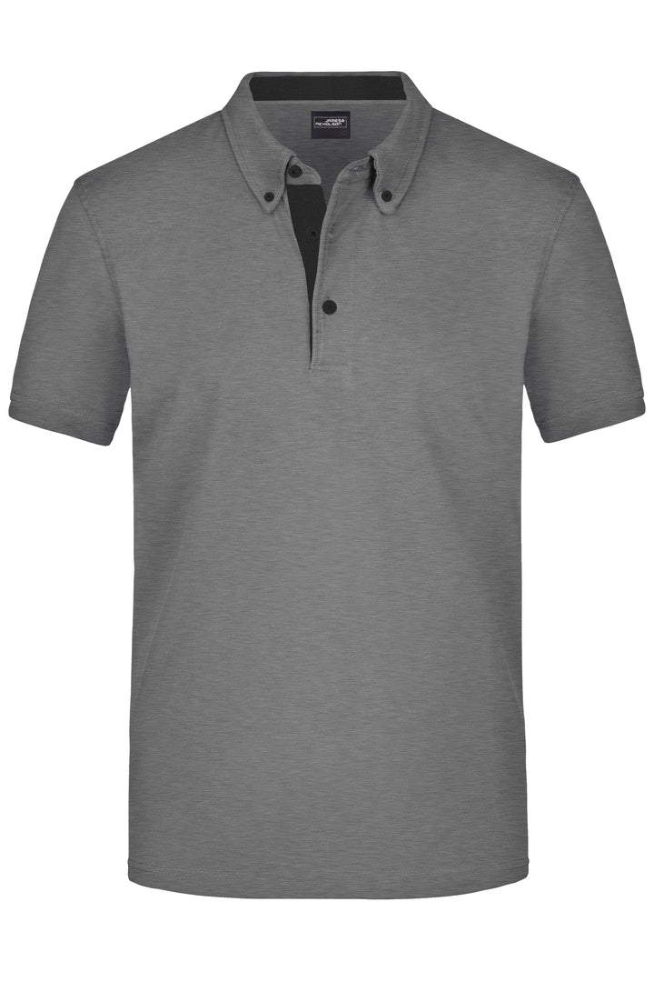 Men's Plain Polo - light-melange/black
