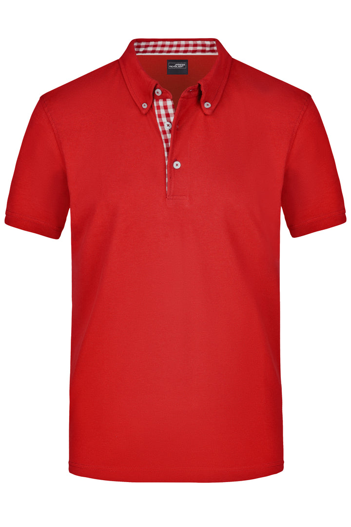 Men's Plain Polo - red/red-white