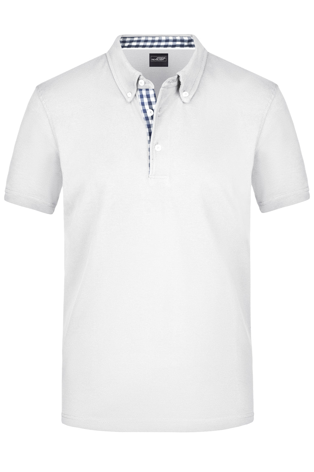 Men's Plain Polo - white/navy/white
