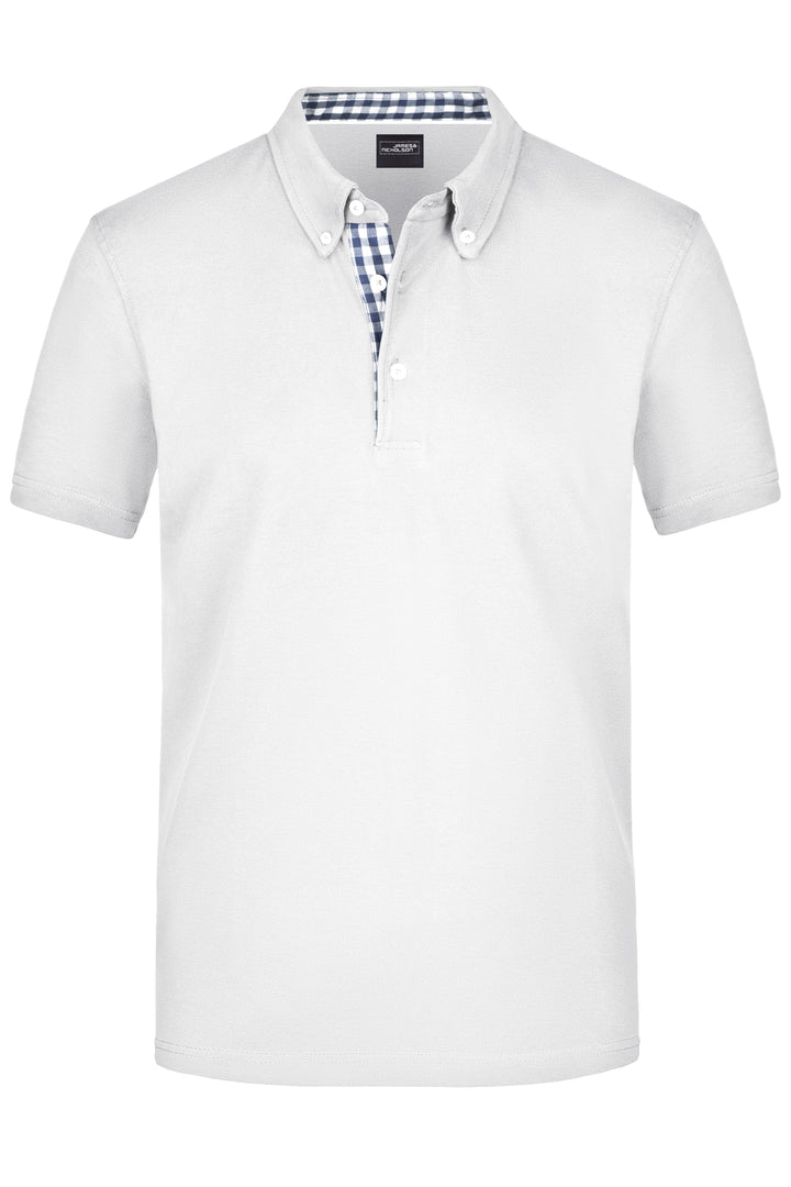 Men's Plain Polo - white/navy/white