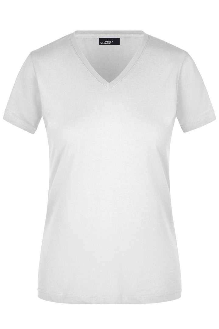 Ladies' Slim Fit V-T - white