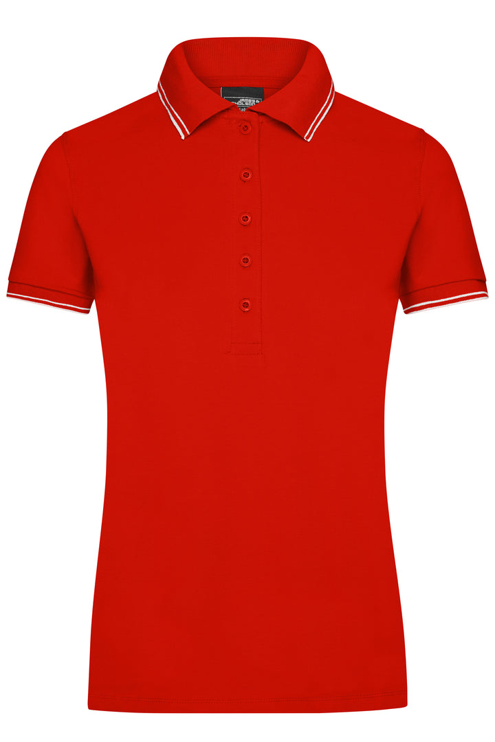 Ladies' Polo - tomato/white