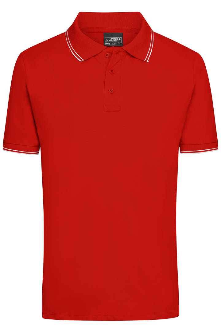 Men's Polo - tomato/white