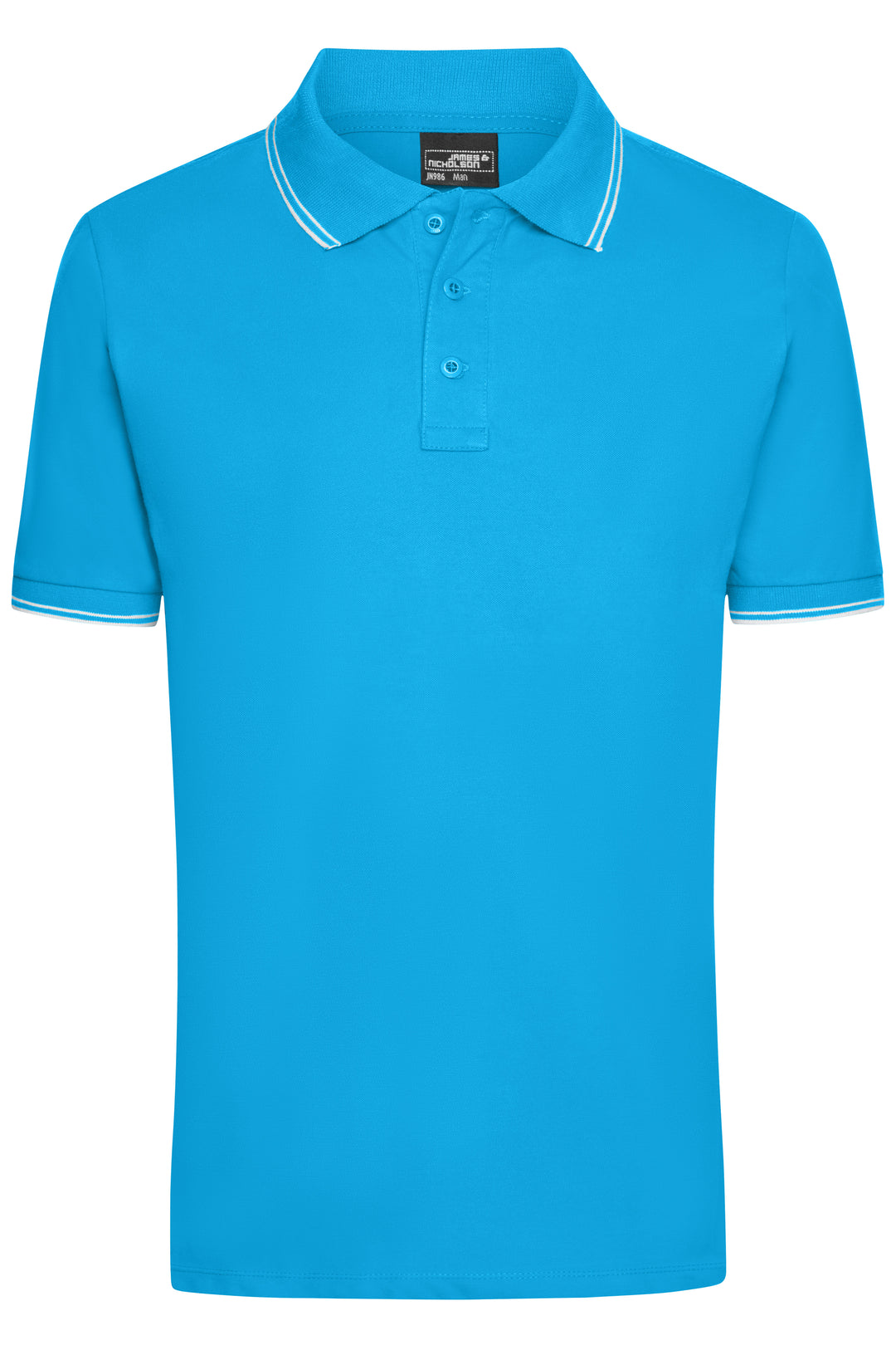 Men's Polo - turquoise/white