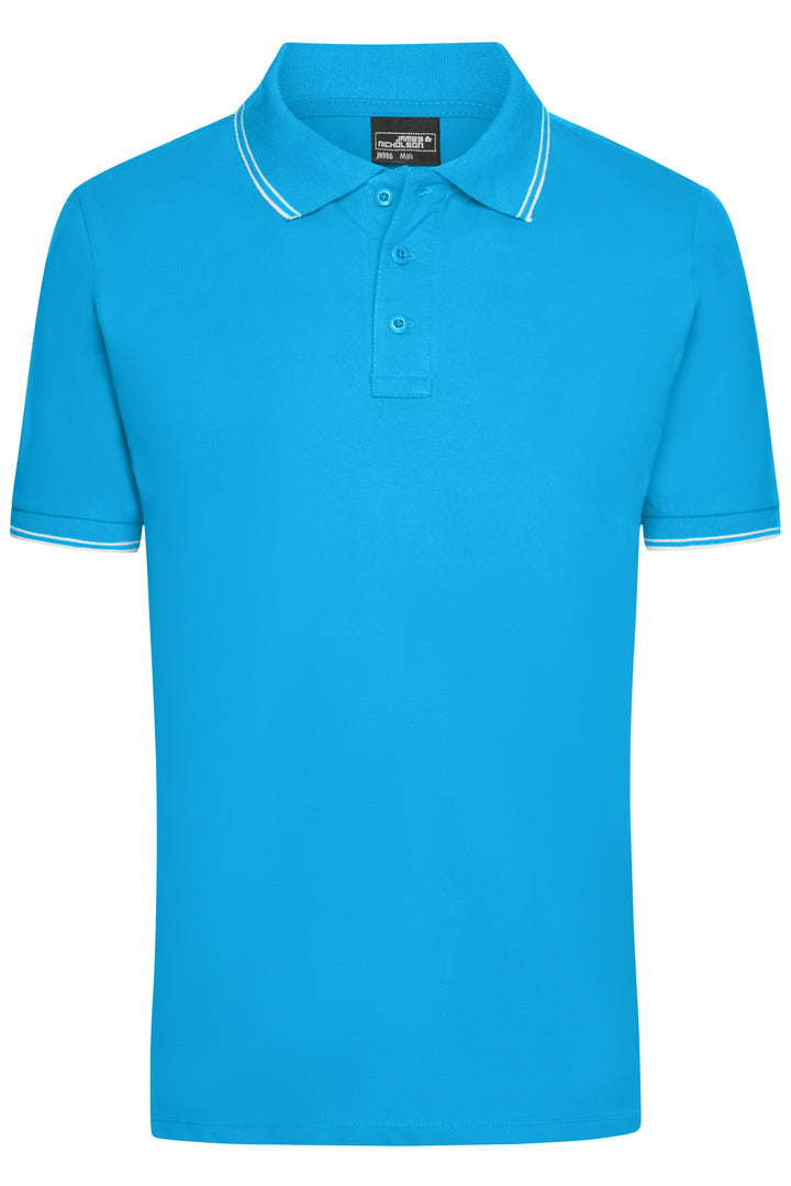 Men's Polo - turquoise/white