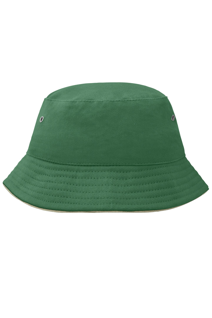 Fisherman Piping Hat for Kids - dark-green/beige