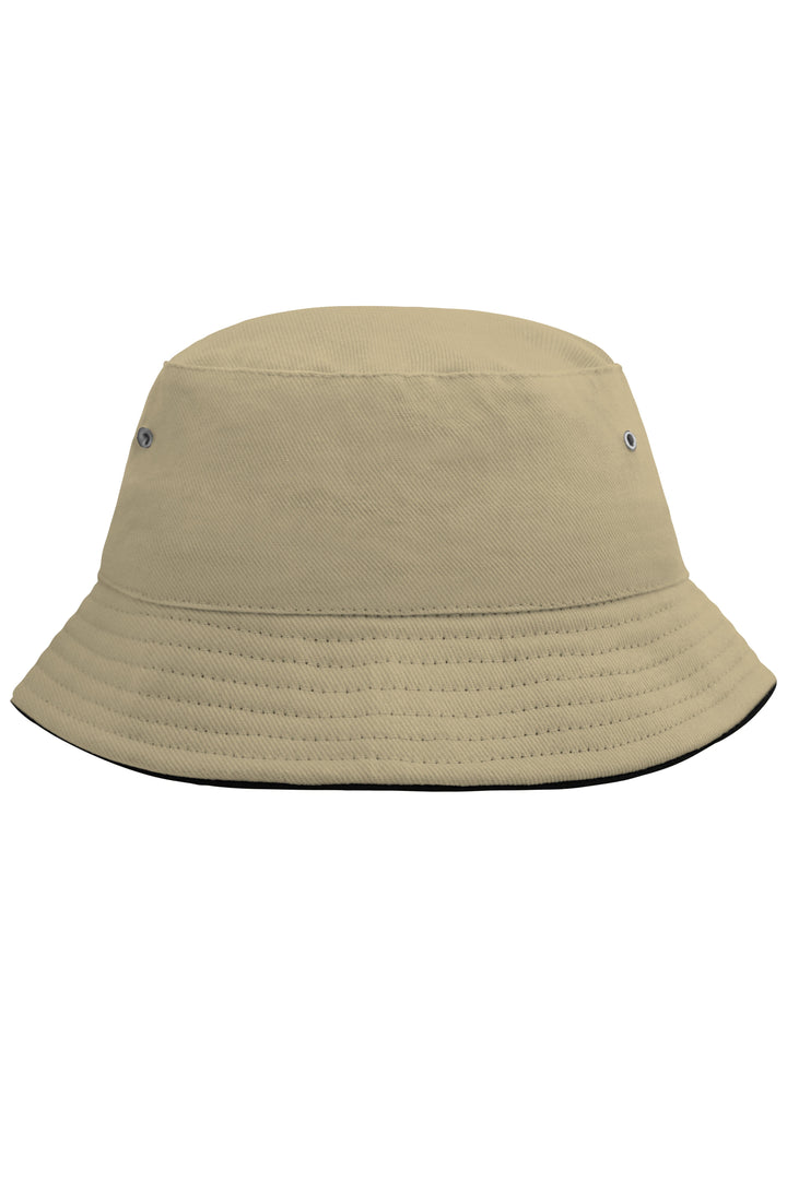 Fisherman Piping Hat for Kids - khaki/black