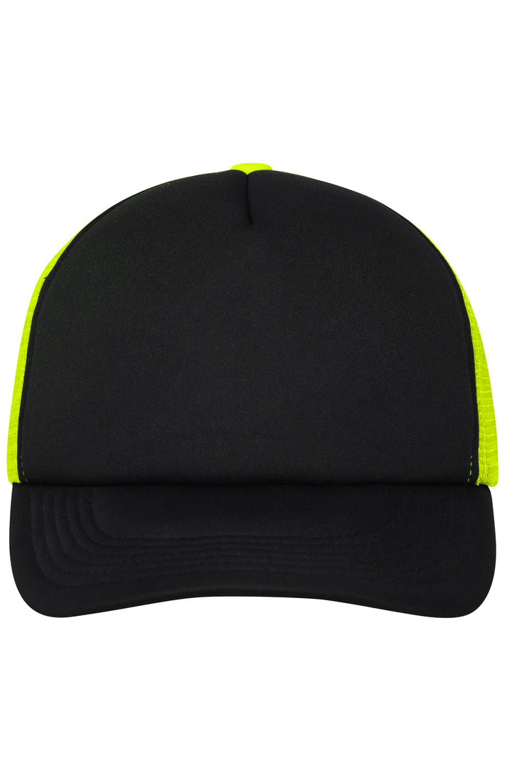 5 Panel Polyester Mesh Cap - black/neon-yellow