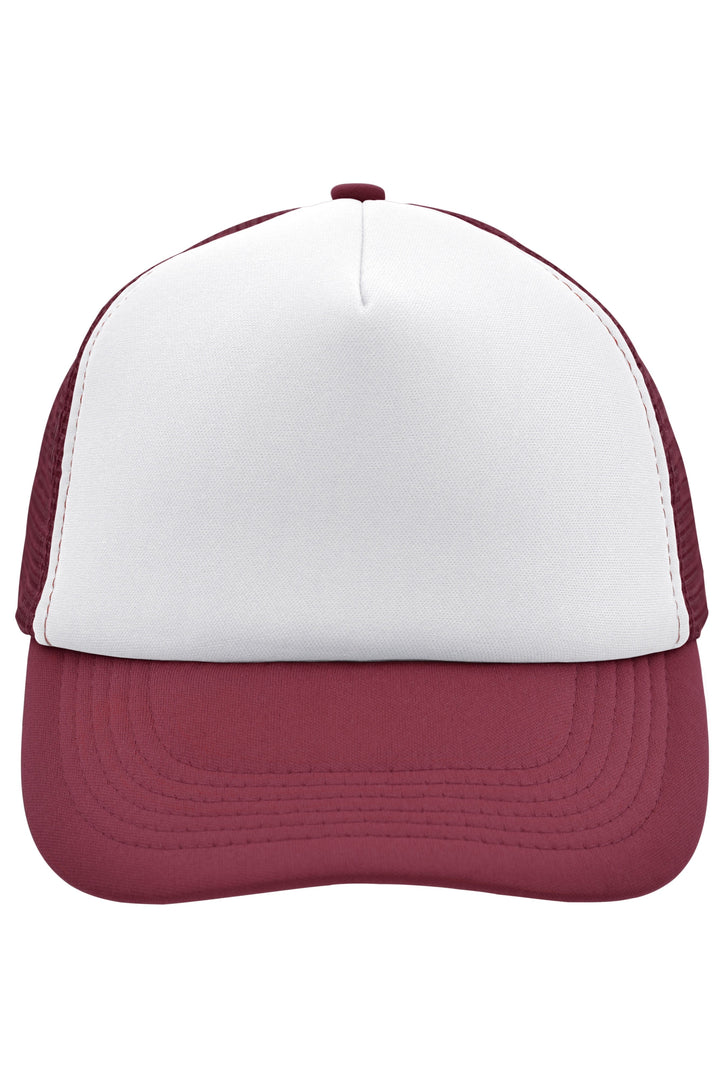 5 Panel Polyester Mesh Cap - white/burgundy