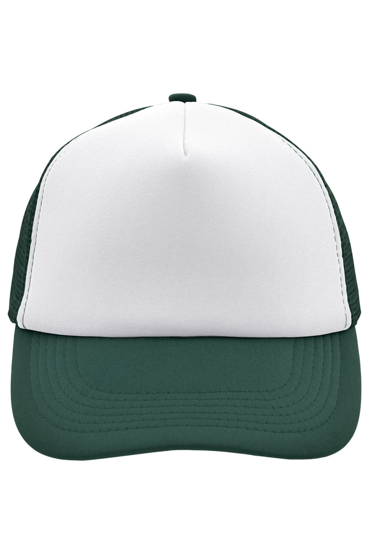 5 Panel Polyester Mesh Cap - white/dark-green